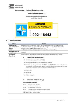 Formulación Y Evaluación De Proyectos - PA2