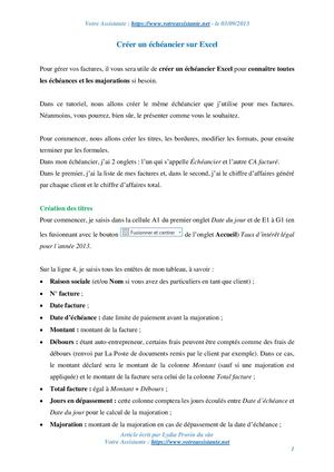 Créer un échéancier sur Excel