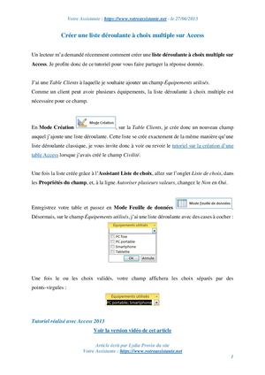 Créer une liste déroulante à choix multiple sur Access