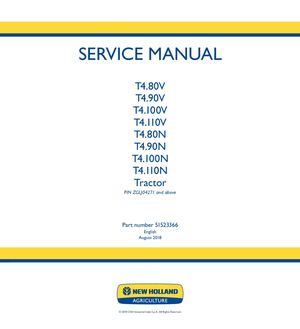 New Holland T4 100N Tractor Service Repair Manual Instant Download
