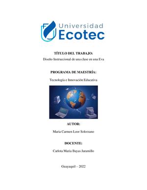 Diseño Instrucional De Una Clase En Una Eva Final