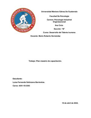 Plan Maestro De Capacitacion