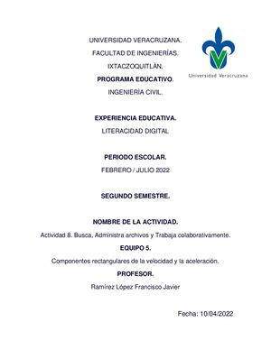 Equipo5 Revista Componentes Rectangulares De La Velocidad Y La Aceleración