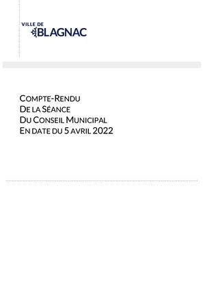 Compte rendu du conseil municipal du  4 avril 2022