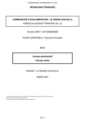 Compte Administratif 2021 Le Grand Chalon