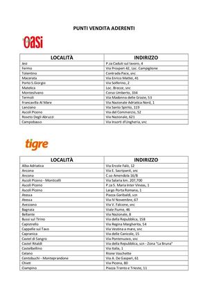 Punti Vendita Aderenti