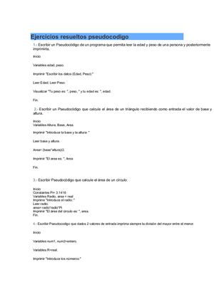 Ejercicios Resueltos Pseudocodigo