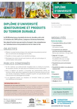 Du Oenotourisme Produits Terroir Durable Univ Toulon 2023