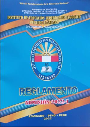 Reglamento De Admisión 2022 Pedagógico Azángaro