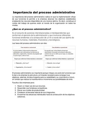 Importancia Del Proceso Administrativo
