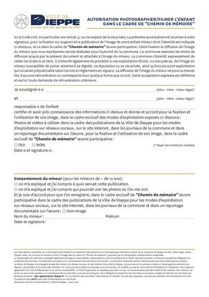 Autorisation Droit Image Chemin Memoire Mineur