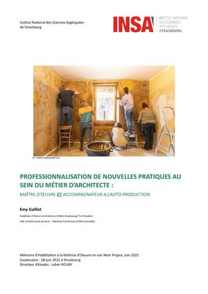 PROFESSIONNALISATION DE NOUVELLES PRATIQUES AU SEIN DU MÉTIER D’ARCHITECTE : MAÎTRE D’OEUVRE ET ACCOMPAGNATEUR A L’AUTO-PRODUCTION