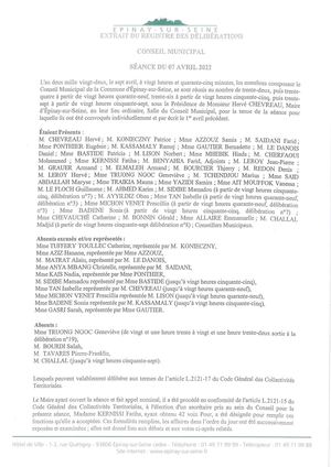 Compte-rendu - Conseil municipal du 7 avril 2022