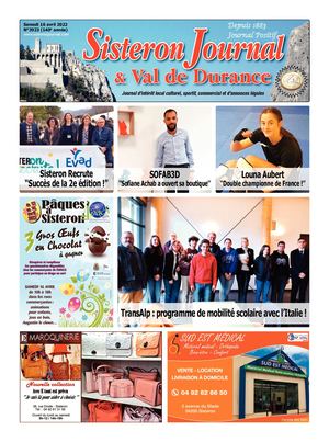 3923 Sisteron Journal Du Samedi 16 Avril 2022