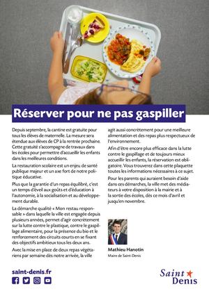 Cantines : réserver pour ne pas gaspiller