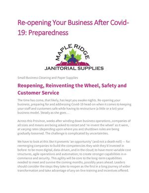 Calaméo - Re Opening Your Business After Covid 19 Preparedness