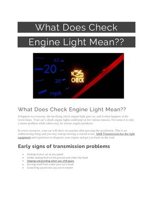 What Does Check Engine Light Mean