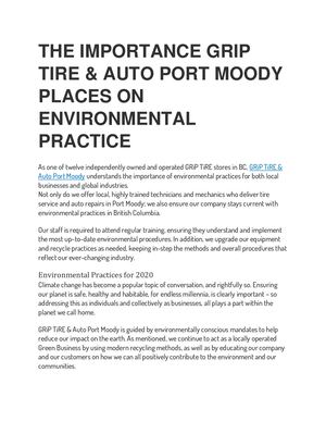 THE IMPORTANCE GRIP TIRE_&_AUTO PORT MOODY PLACES ON ENVIRONMENTAL