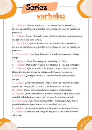 Series Verbales Significado De Palabras