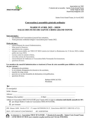 Convocation Assemblee Generale Thue M Nature