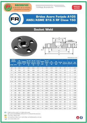 Brida Socket Weld Acero Clase150 Norma Ansi Fr