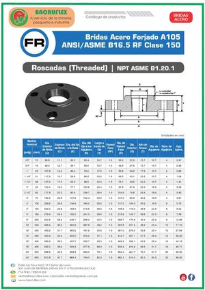 Brida Roscada Acero Clase150 A105 Norma Ansi Rf