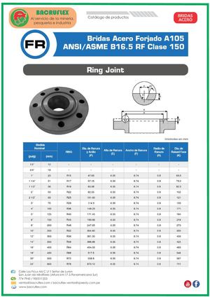 Brida Ring Joint Acero Clase150 Norma Ansi Rf A105