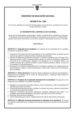 Decreto 1290 Del 16 De Abril De 2009