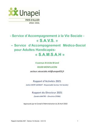 RA 2021 Secteur Vie Sociale MTL- SAVS SAMSAH