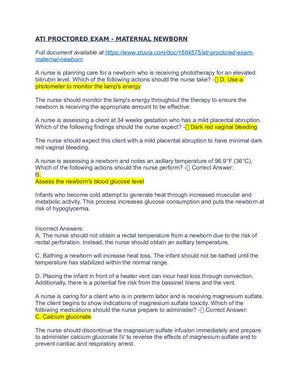 Ati Proctored Exam Maternal Newborn