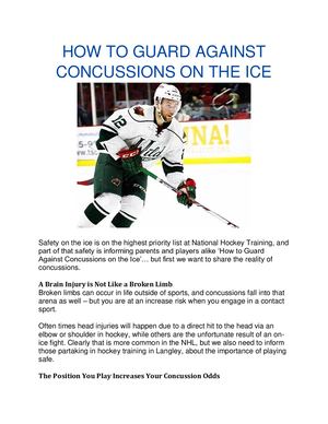 HOW TO GUARD AGAINST CONCUSSIONS ON THE ICE