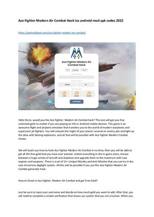 Ace Fighter Modern Air Combat Hack Ios Android Mod Apk Codes 2022