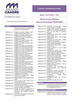 Conseil communautaire du 7 Avril 2022