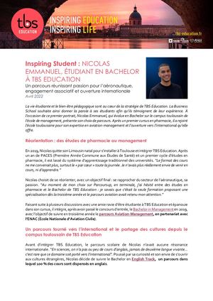 Cp TBS Inspiring Student Nicolas Emmanuel