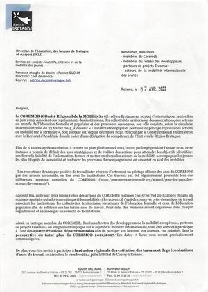 2022 04 07 Courrier Lancement Consultation Coremob