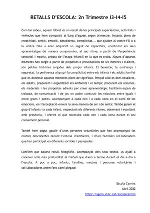 RETALLS D'ESCOLA I3-I4-I5 / 2N TRIMESTRE