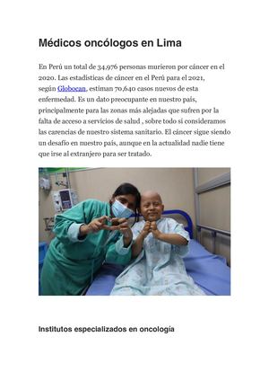 Médicos Oncólogos En Lima