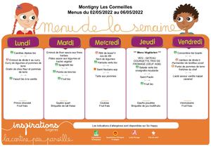 Montigny Menu cantine Mai Juin 2022