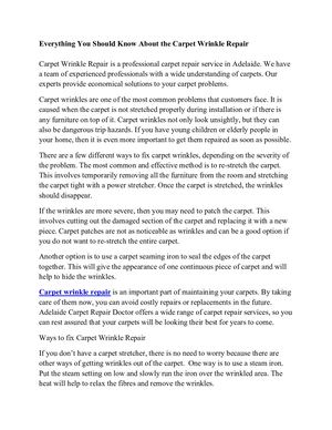  Everything You Should Know About the Carpet Wrinkle Repair | Metro Carpet Repair Adelaide