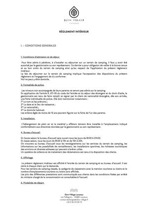 REGLEMENT SLOW VILLAGE LACANAU