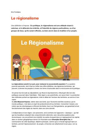 Le régionalisme en question ?