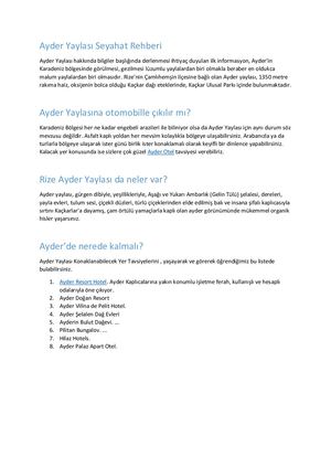 Ayder Yaylası Gezi Rehberi