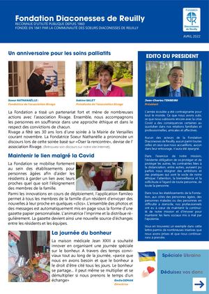 Newsletter Fondation Diaconesse de Reuilly - Avril 2022