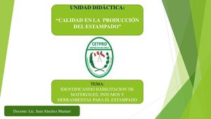 Habilitación de materiales y equipos para estampados de prendas de vestir