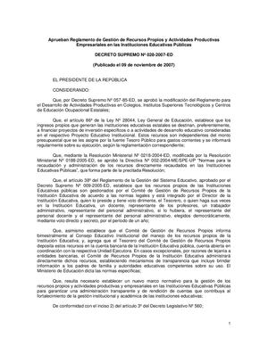 D.S. N° 028  N°2007 ED