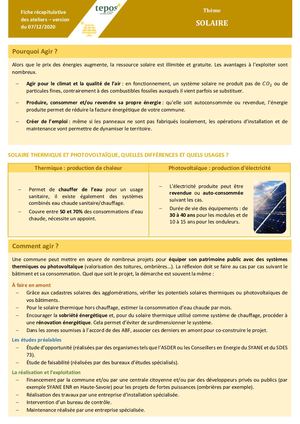 2020 Fiche Synthétique énergie Solaire