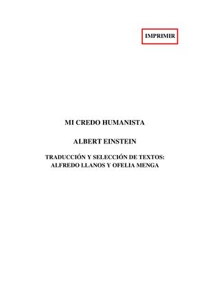 Mi Credo Humanista Einstein Albert