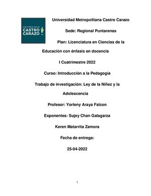 La Ley De La Niñez Y Adolescencia Final