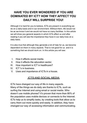 How Ict’s Affects In Our Daily Life