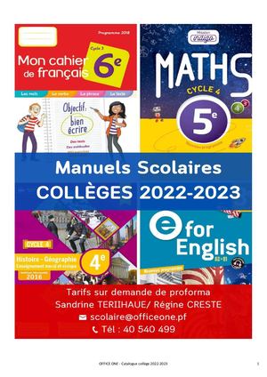 Catalogue Collège 2022 2023